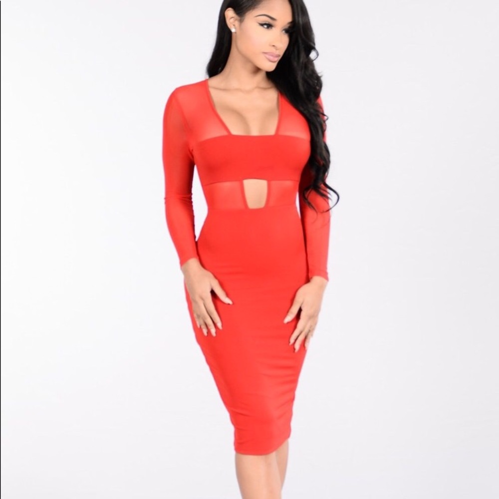 Fashion Nova Red Midi Dress